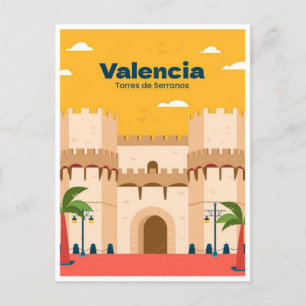 Reise nach Valencia Spanien im Vintage-Stil Retro- Postkarte
