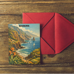 Reise nach Vintage Madeira Portugal Küstenklippen Postkarte