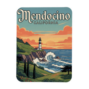 Reise nach Vintage Mendocino Kalifornien Magnet