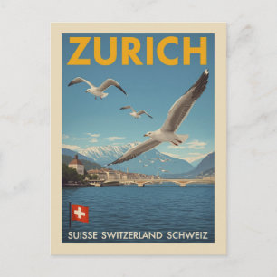Reise nach Zürich Schweiz Vintage Postkarte