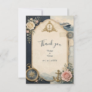 Reise-Pass-Hochzeit-Rosen-Karte Vintage Dankeskarte