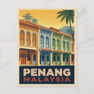 Reise Penang Malaysia Retro Landschaft im Vintage- Postkarte