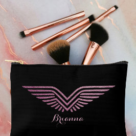 Reise Pilot Flügel Rosa Glitzer Süß Benutzerdefini Zubehörtasche