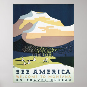 Reise-Plakat-Anzeigen-Retro Drucke Montanas