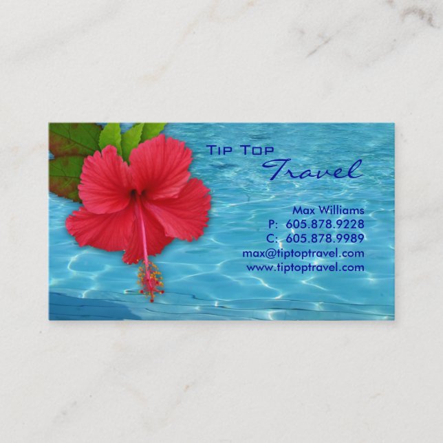 Reise-Pool-rote Hibiskus-Geschäfts-Karte Visitenkarte (Vorderseite)