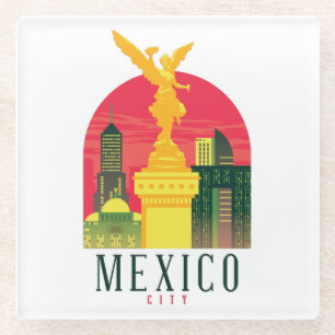 Reise-Postkarte aus Mexico City im Vintage-Stil Glasuntersetzer