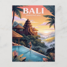 Reise-Postkarte im Vintage-Stil | Bali Indonesien