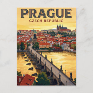 Reise-Postkarte im Vintage-Stil Prag Postkarte