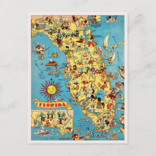 Reise-Postkarte mit alter Florida-Karte Postkarte