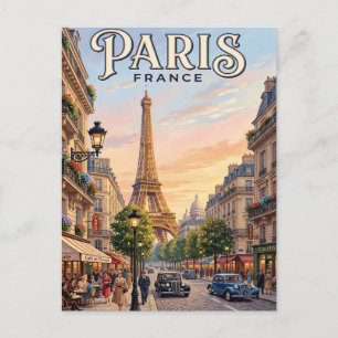 Reise-Postkarte Paris im Vintage-Stil Postkarte