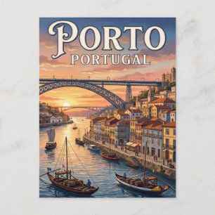 Reise-Postkarte Porto im Vintage-Stil Postkarte