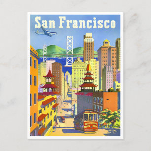 Reise-Postkarte San Francisco im Vintage-Stil Postkarte