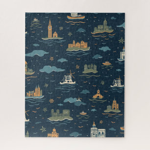 Reise-Puzzle im Vintage-Design