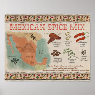 Reise-Rezept-Plakat: Mexikanische Gewürz-Mischung Poster