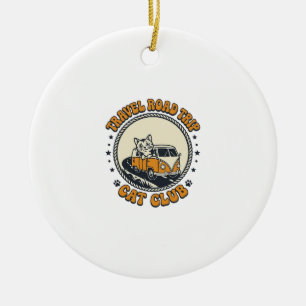 Reise Roadtrip Katze Haustierliebhaber Shirt Kunst Keramik Ornament