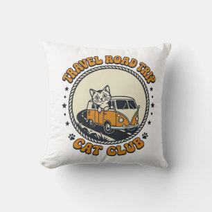 Reise Roadtrip Katze Haustierliebhaber-Shirt Kunst Kissen