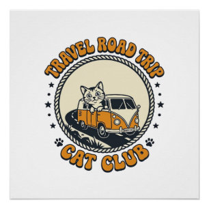Reise Roadtrip Katze Haustierliebhaber Shirt Kunst Poster