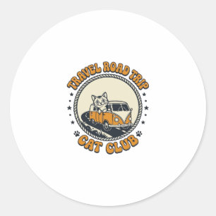 Reise Roadtrip Katze Haustierliebhaber Shirt Kunst Runder Aufkleber