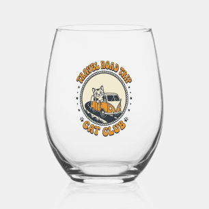 Reise Roadtrip Katze Haustierliebhaber-Shirt Kunst Weinglas Ohne Stiel