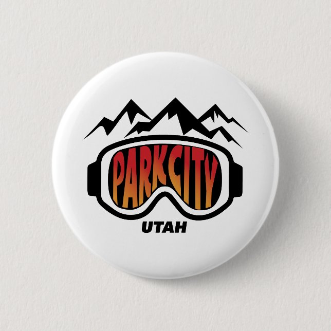 Reise-Skiandenken Schnee-Schutzbrillen-Park City Button (Vorderseite)