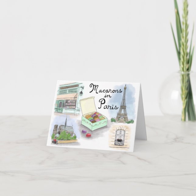 Reise-Skizze Notecard: Macarons in Paris Karte (Vorderseite)