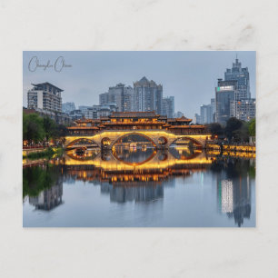 Reise Stadt Chengdu China Ostasien im Vintage-Stil Postkarte
