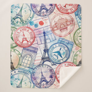 Reise-Stempel-Muster im Vintage-Stil (2) Sherpadecke