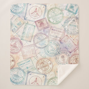 Reise-Stempel-Muster im Vintage-Stil (8) Sherpadecke