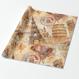 Reise-Stempel-Muster im Vintage-Stil (9) Geschenkpapier