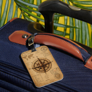 Reise-Tagebuch-Kompass-Gepäckanhänger im Vintage-S Gepäckanhänger