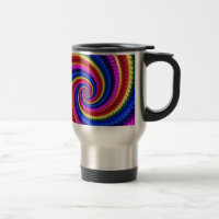 Reise-Tasse - Regenbogen-Strudel-Fraktal-Muster