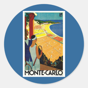 Reise, Tennis, Sport, Monte Carlo Monaco im Vintag Runder Aufkleber
