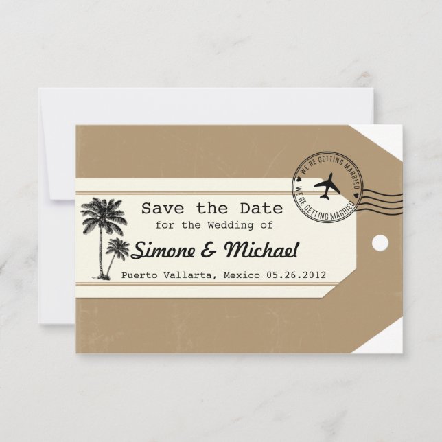 Reise-Thema Palme Kofferanhänger Save-the-Date Save The Date (Vorderseite)