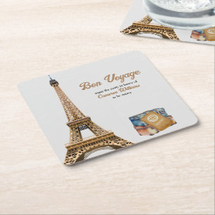 Reise-Thema Ruhestand Bon Voyage Eifelturm Rechteckiger Pappuntersetzer