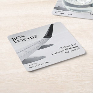 Reise-Thema Ruhestand Moderne Flugzeug Bon Voyage Rechteckiger Pappuntersetzer