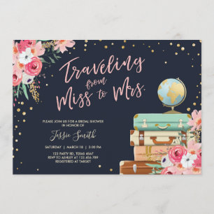 Reise-themed Brautpartyeinladung Fräulein zu Frau Einladung