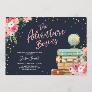 Reise-Themen-Baby-Shower-Einladung Abenteuer begin Einladung