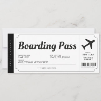 Reise-Ticket für den Boarding Überraschen Einladung
