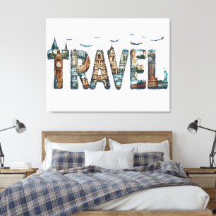 Reise-Typografie-Wandkunst Leinwanddruck