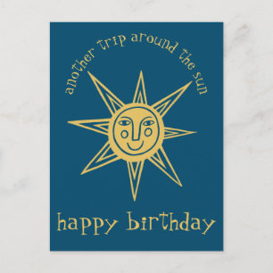 Reise um die Sonne HERZLICHEN GLÜCKWUNSCH ZUM GEBU Postkarte