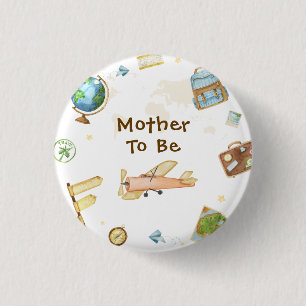 Reise um die Welt werdende Mutter Baby Shower Button