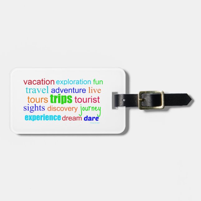 Reise und Erkundung Word Art Gepäckanhänger (Vorderseite horizontal)