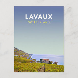 Reise Vintage Lavaux Weinberge Schweiz Postkarte
