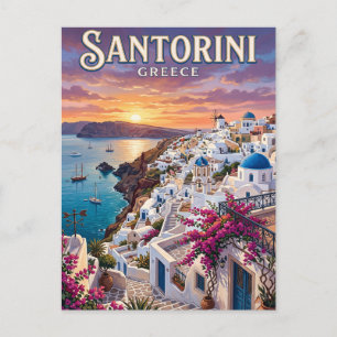 Reise-Vintage-Postkarte Santorin Postkarte
