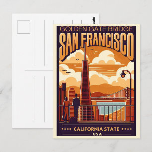 Reise Vintage San Francisco, CA Geschenke für Paar Postkarte