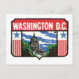 Reise-Vintage Washington D.C. State-Etiketten-Kuns Postkarte