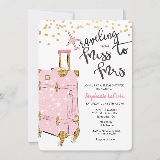 Reise von Frau Bridal Shower Einladung (Vorderseite)