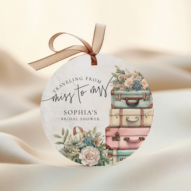 Reise von Frau Vintag Floral Brautparty Geschenkanhänger (Von Creator hochgeladen)