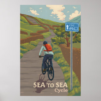 Reise von Meer zu Meer C2C Coast to Coast Radfahre Poster