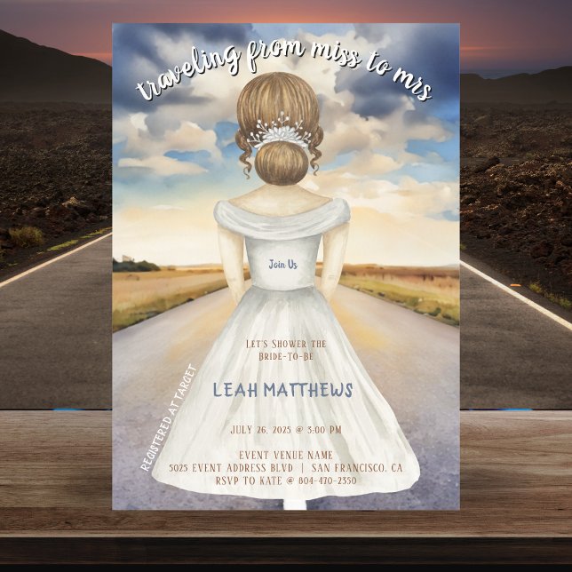 Reise von Miss nach Brautparty Einladung (Traveling From Miss to Mrs Bridal Shower Invitation
)